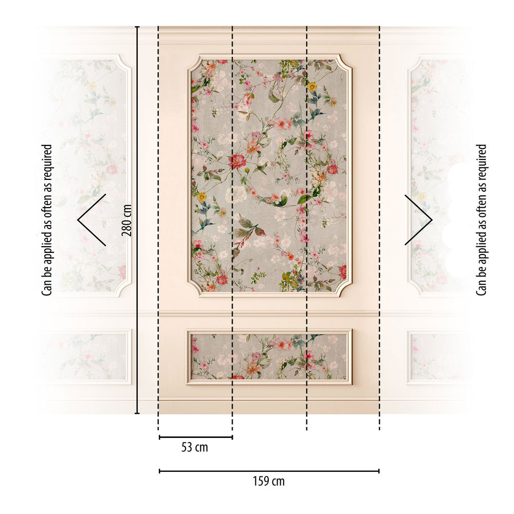 Regency Panels Mural by Stories of Life - Pink - Mural : Wallpaper Direct