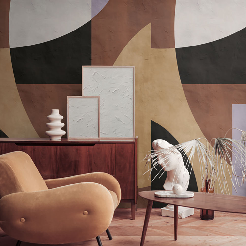 Statement Shapes Mural by Stories of Life - Brown - Mural : Wallpaper ...