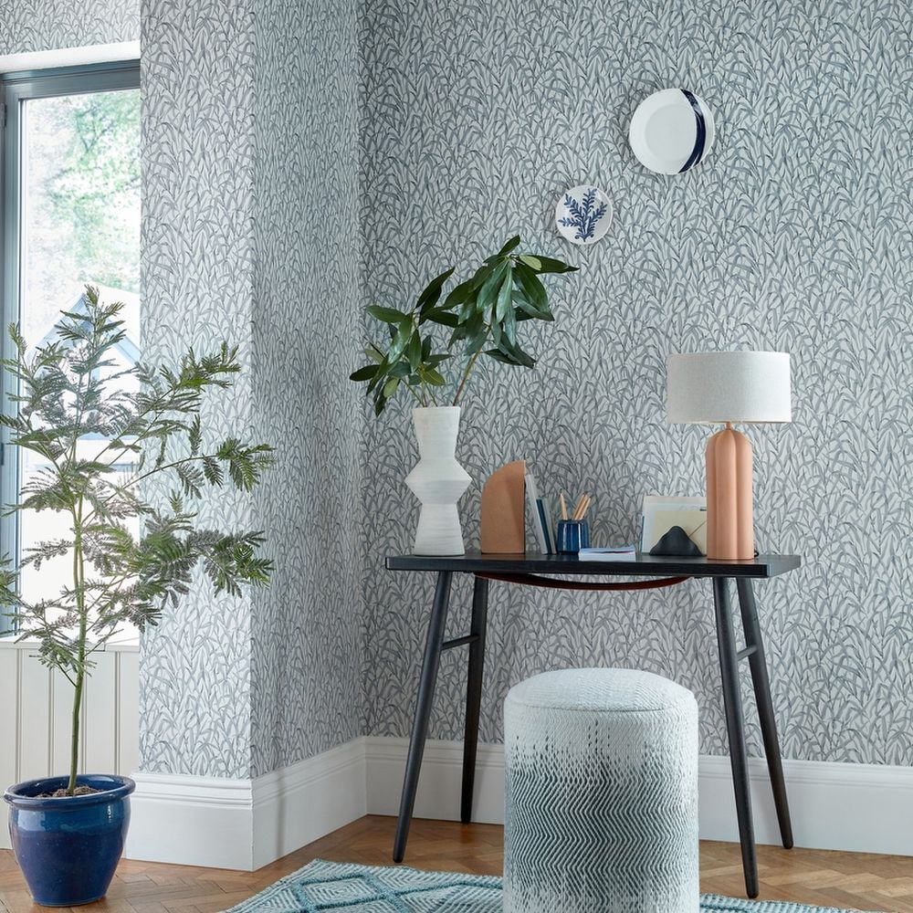 Ornamental Grasses Wallpaper - Pewter - by 1838 Wallcoverings