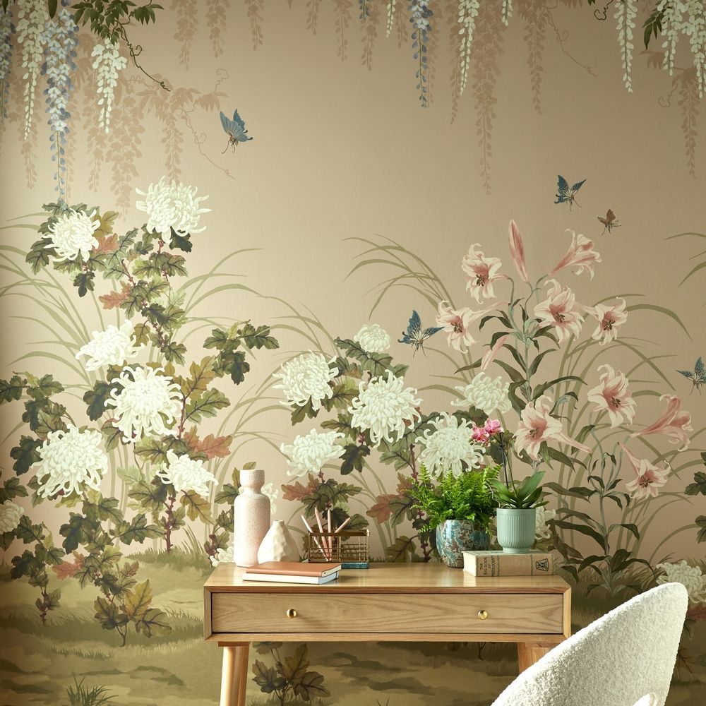 Wisteria Bloom Mural - Alabaster - by 1838 Wallcoverings