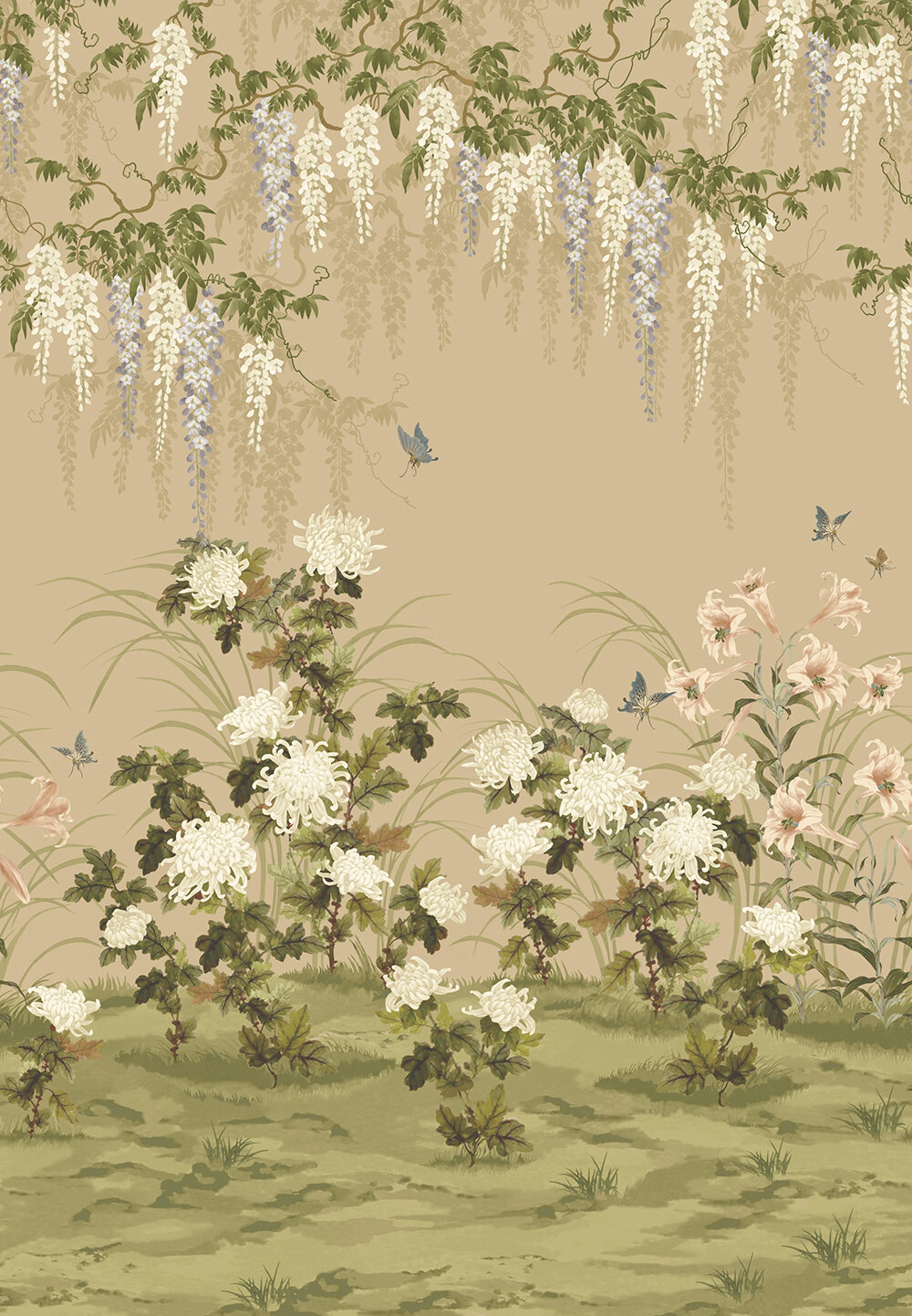 Wisteria Bloom Mural - Alabaster - by 1838 Wallcoverings