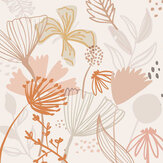 Scandi Floral Mural - Peach - by Art for the home