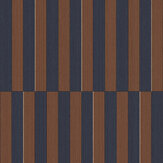 Shifted Stripe Wallpaper - Navy/ Brown - by Eijffinger