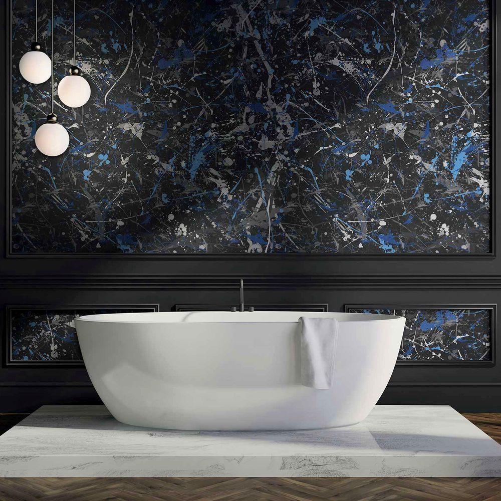 Synchronicities Mural - Cobalt Neon - by 17 Patterns