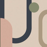 Panoramique Oval Geo Pop Mural - Vert / rose - Art for the home