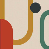 Panoramique Oval Geo Pop Mural - Rouge - Art for the home