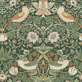 Strawberry Thief Wallpaper - Rich Green - by William Morris at Home