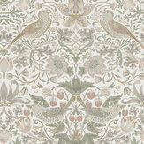 Strawberry Thief Wallpaper - Sage & Pink - by William Morris at Home