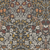 Blackthorn Wallpaper - Charcoal & Burnt Orange - by William Morris at Home