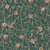 Bird & Pomegranate Wallpaper - Deep Green - by William Morris at Home