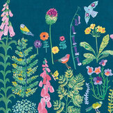 Panoramique Painted Sprig Mural - Bleu sarcelle - Grandeco