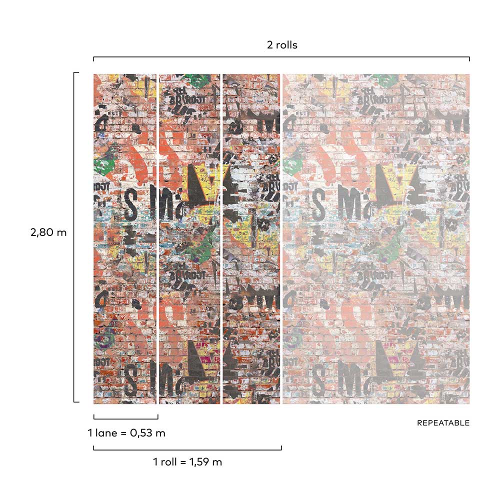 Graffiti Wall Mural by Grandeco - Multi coloured - Mural : Wallpaper Direct