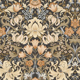 Fleurmont Wallpaper - Charcoal / Orange - by Albany