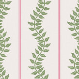 Papier peint Laurel Leaf Stripe  - Rose et vert - Graham & Brown
