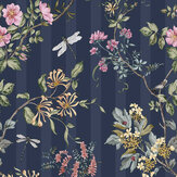 Camberley Wallpaper - Navy / Multi - by Albany