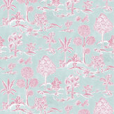 Papier peint Karuna - Aqua / framboise - Osborne & Little