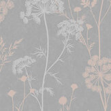 Cow Parsley Wallpaper - Grey / Rose Gold - by Superfresco