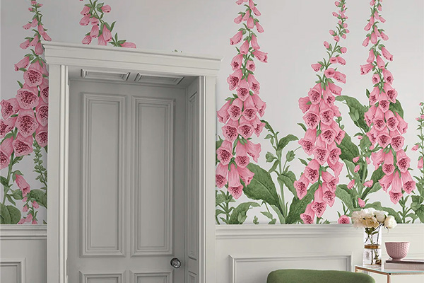 Foxglove Mural - Pink & Green - by Graham & Brown