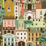 Campanile Wallpaper - Totem Green - by Mini Moderns. Click for more details and a description.