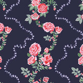 Rose Flutter Wallpaper - Navy - by Cath Kidston 