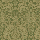 Queen's Damask Wallpaper - Royal Green - by G P & J Baker