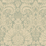 Queen's Damask Wallpaper - Aquamarine - by G P & J Baker