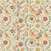 Royal Court Wallpaper - Red/ Green - by G P & J Baker