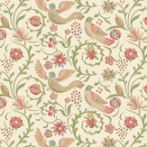 Royal Court Wallpaper - Pink/ Green - by G P & J Baker