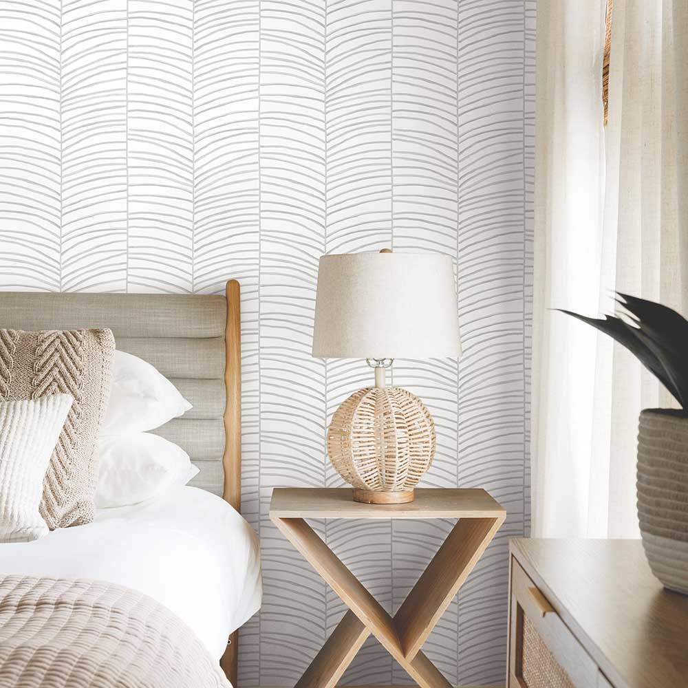 Cascade Palm Chevron by York - Fog - Wallpaper : Wallpaper Direct