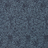 Bird & Anemone Weave Fabric - Indigo - by Morris