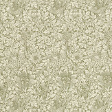 Bird & Anemone Weave Fabric - Sage - by Morris