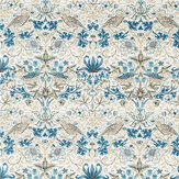 Strawberry Thief Wide Width Fabric - Mineral Blue/ Linen - by Morris