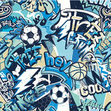 Sports Graffiti Medium Mural - Blue Mix - by Origin Murals
