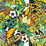 Sports Graffiti Large Mural - Emerald / Orange - by Origin Murals