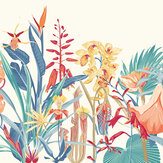Tropical Foliage Medium Mural - Petrol  / Coral - by Origin Murals