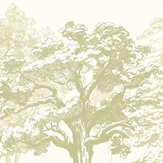 Etched Tree Medium Mural - Apple Green - by Origin Murals