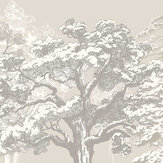 Etched Tree Medium Mural - Charcoal / Stone - by Origin Murals