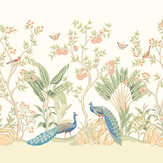 Peacock Garden Medium Mural - Sage / Apricot - by Origin Murals