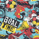 Games Splash Large Mural - Red / Petrol - by Origin Murals