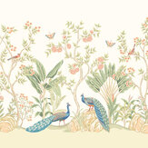 Peacock Garden Large Mural - Sage / Apricot - by Origin Murals