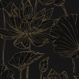 Lotus Garden Floral Wallpaper - Wrought Iron & Gold - by NextWall