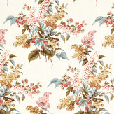 Delphinium & Lilac Fabric - Madder Rose/ Sepia - by Sanderson