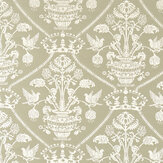Tejido Highgrove Damask - Verde plateado - de Sanderson