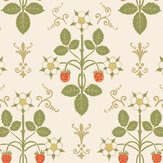 Strawberry Wallpaper - Poppy, Spring Green & Metallic Gold on Stone - by Cole & Son