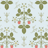 Strawberry Wallpaper - Olive on Print Room Blue - by Cole & Son