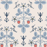 Strawberry Wallpaper - China Blue on Cream - by Cole & Son