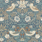 Strawberry Thief Wallpaper - Washed Blue - by William Morris at Home