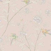 Roseberry with Birds Wallpaper - Shell Pink - by Cole & Son