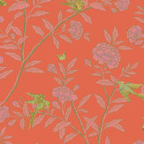 Roseberry with Birds Wallpaper - Vermillion - by Cole & Son