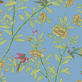 Roseberry with Birds Wallpaper - Hyacinth Blue - by Cole & Son